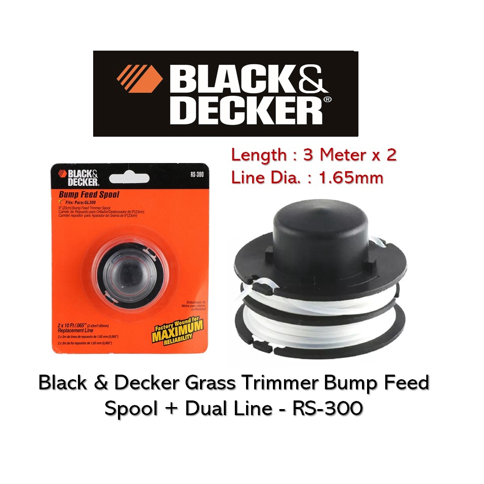 Black Decker Rs Grass Trimmer Bump Feed Spool Dual Line For