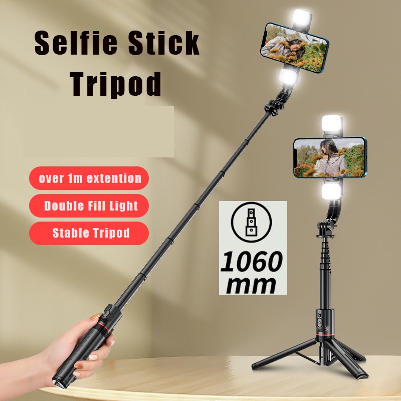 Selfie Stick 360 Rotation Double Fill Light Selfie Stick Bluetooth