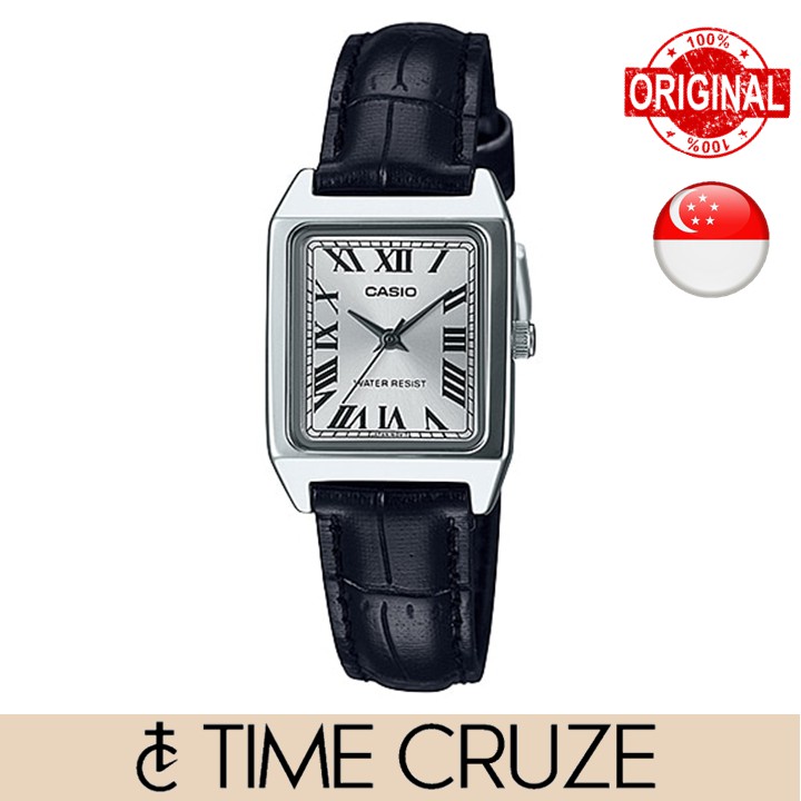 Time Cruze Casio Ltp V Cartier Style Black Leather Women Watch