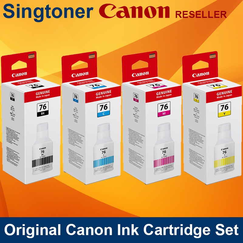 Original Canon 76 Pigment Black Cyan Magenta Yellow Ink Bottles For