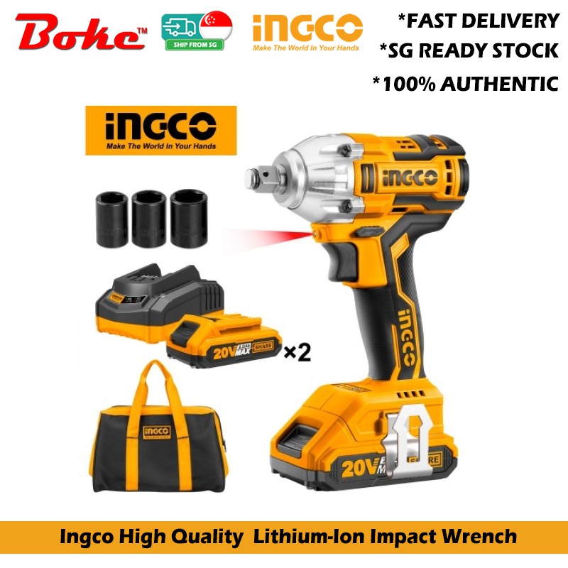 INGCO CIWLI2001 Lithium Ion Impact Wrench Shopee Singapore