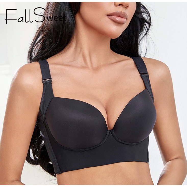 Fallsweet Plus Size Push Up Bras Women Deep Cup Bra Hide Back Fat