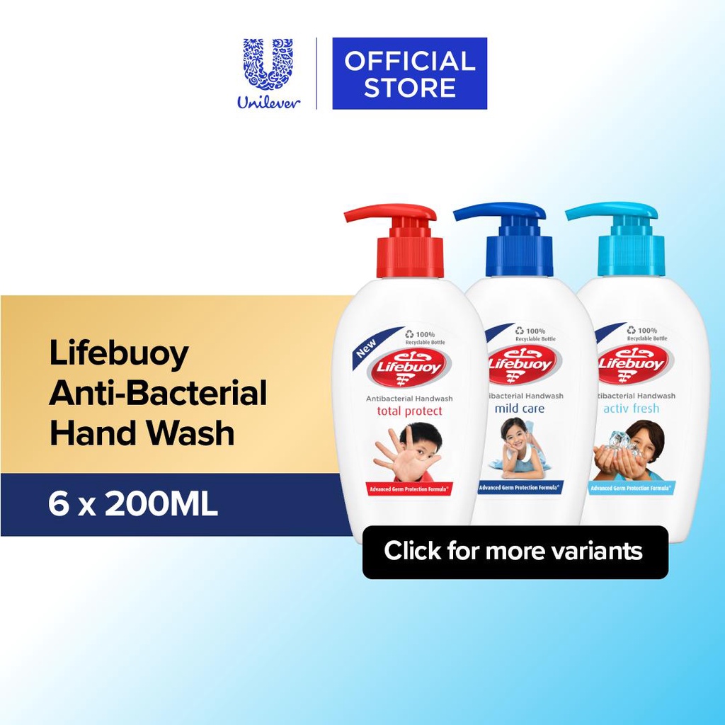 Bundle Of 6 Lifebuoy Anti Bacterial Hand Wash 200ml Shopee Singapore