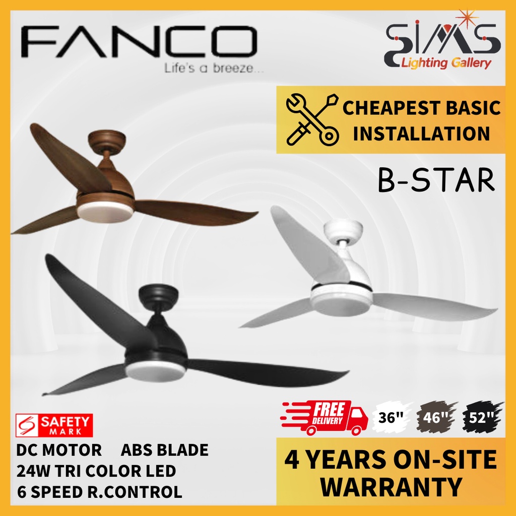 Fanco B Star Dc Motor Ceiling Fan With W Tone Led And Remote