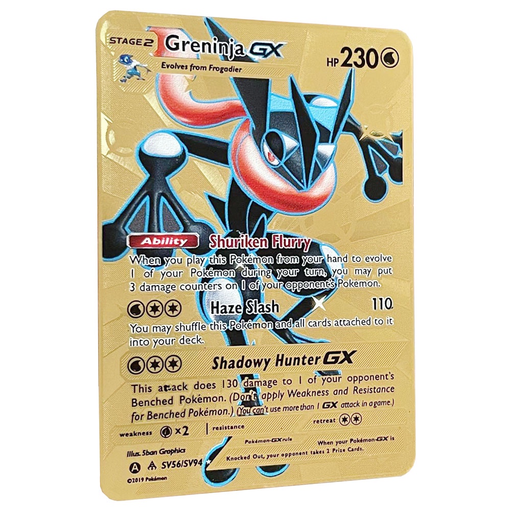 Shiny Greninja GX Golden Pokemon Cards In English Iron Metal Pokmo