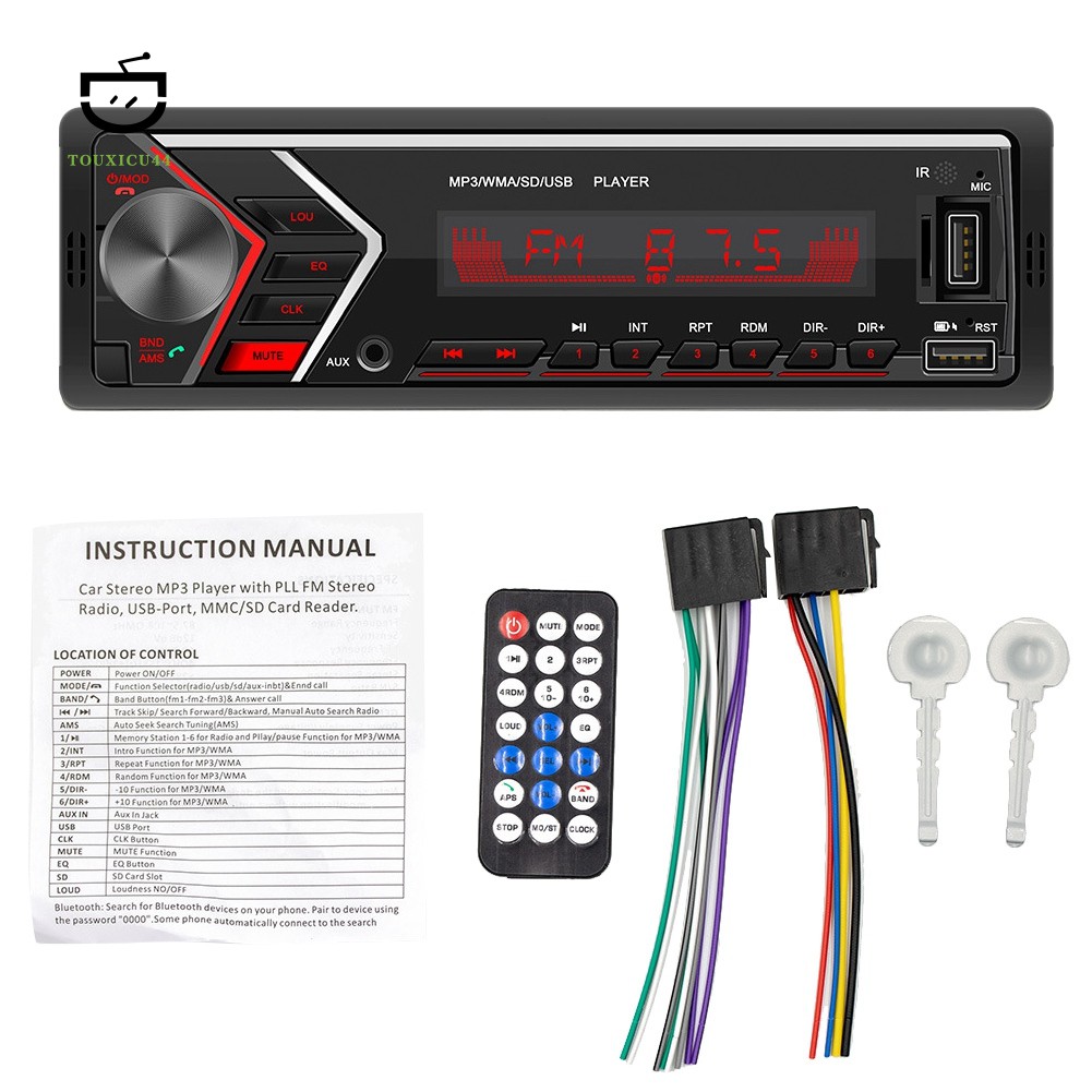 12V 1Din Radio Car Bluetooth Autoradio Car Stereo Radio FM Aux Input