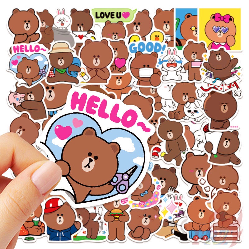 Line Sticker Brown Bear