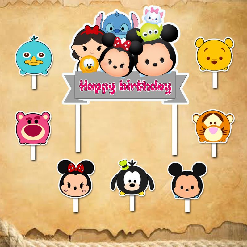 Tsum Tsum Cake Topper Happy Birthday Birthday Cake Topper Shopee