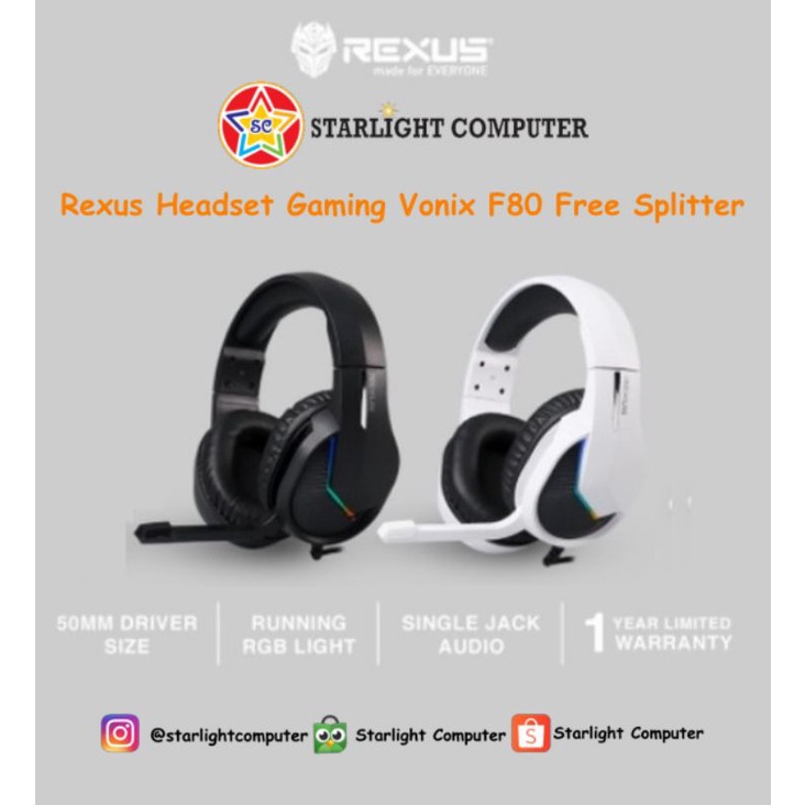 Rexus Vonix F Gaming Headset Free Splitter Shopee Singapore