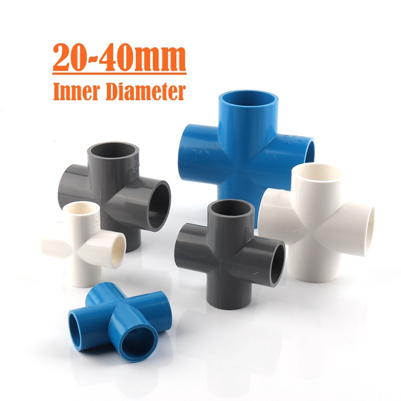 5pcs PVC Cross PVC Pipe Fittings Water Supply Connector Plumbing