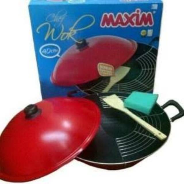 Maxim Teflon Chef Wok Pan Set Cm With Cover And Spatula Shopee