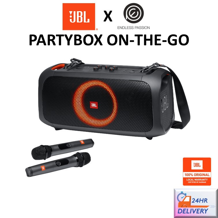 Jbl Partybox On The Go Portable Party Speaker With Built In Lights And Wireless Mic Shopee