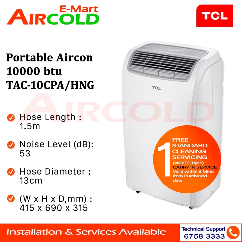 TCL Portable Aircon 10000 Btu TAC 10CPA HNG Shopee Singapore