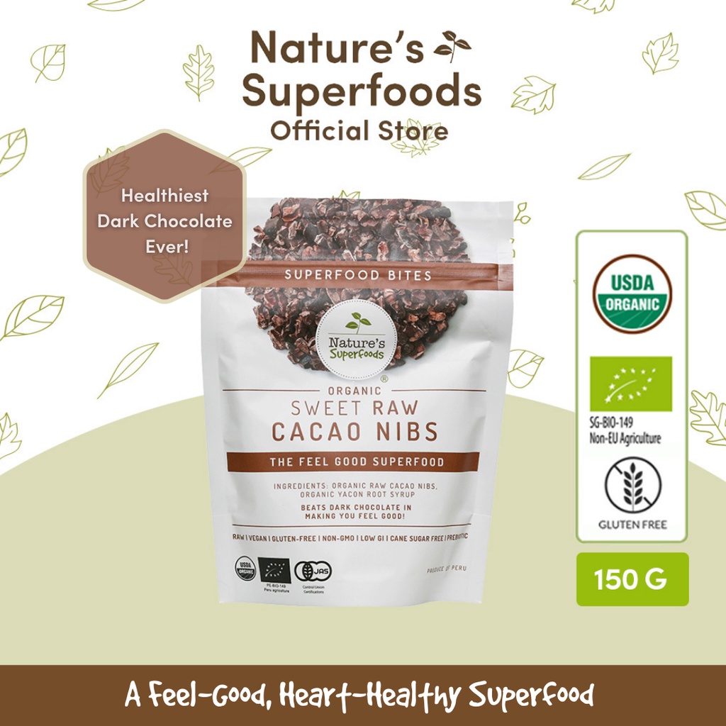 Nature S Superfoods Organic Sweet Raw Cacao Nibs G L Coated With