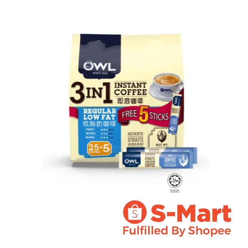 Owl 3 In1 Regular Low Fat Instant Coffee 25 5 X 20g Shopee Singapore