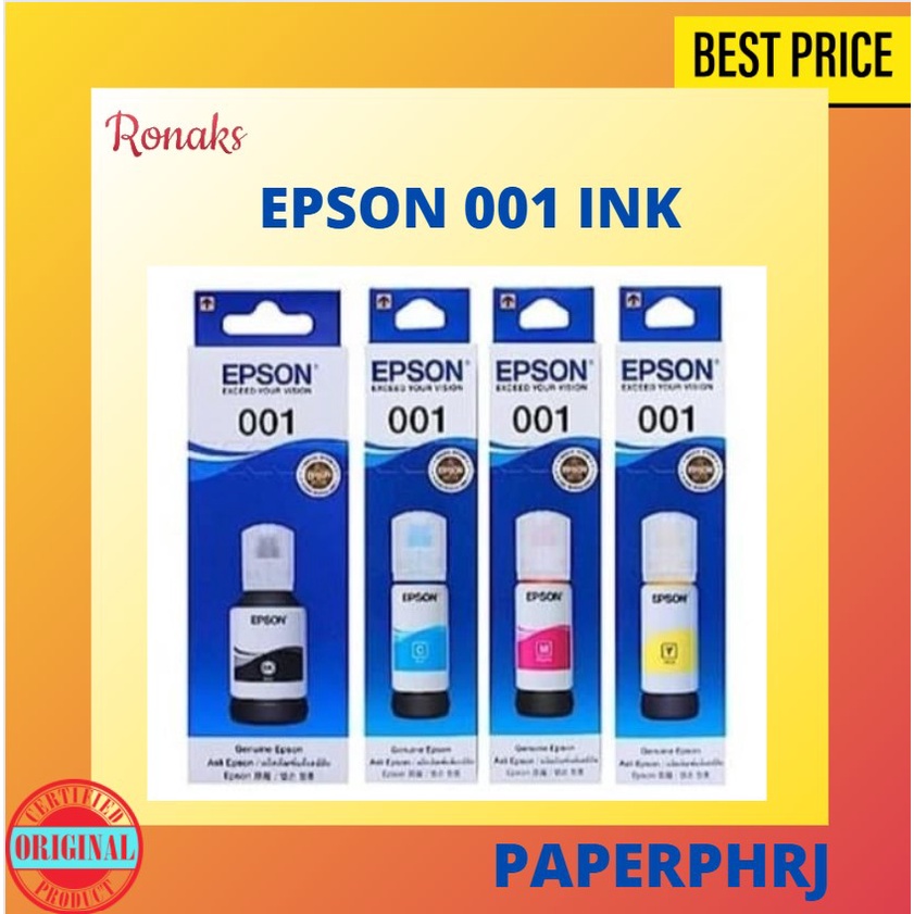 Epson 001 Original Ink Bottle Black Cyan Magenta Yellow Shopee Singapore