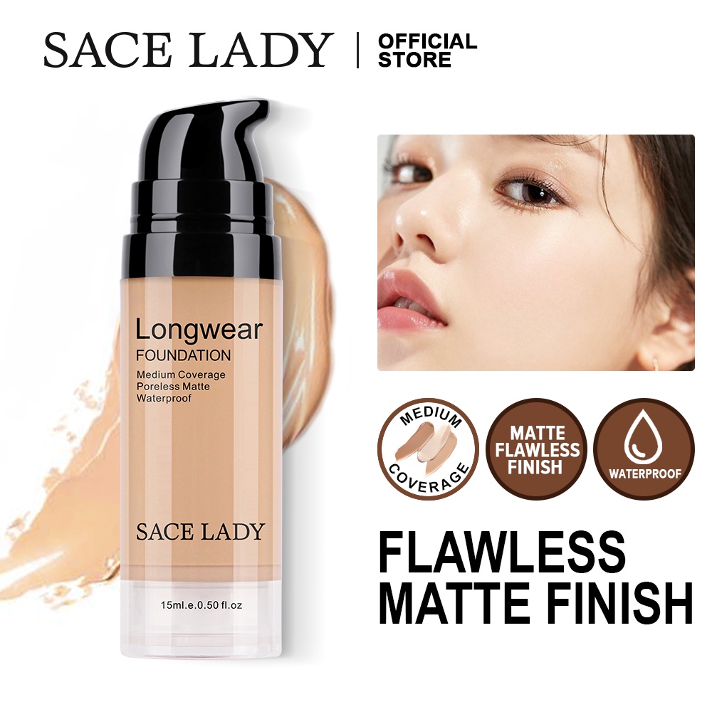 Sace Lady Longwear Liquid Foundation Matte Poreless Face Makeup Ml