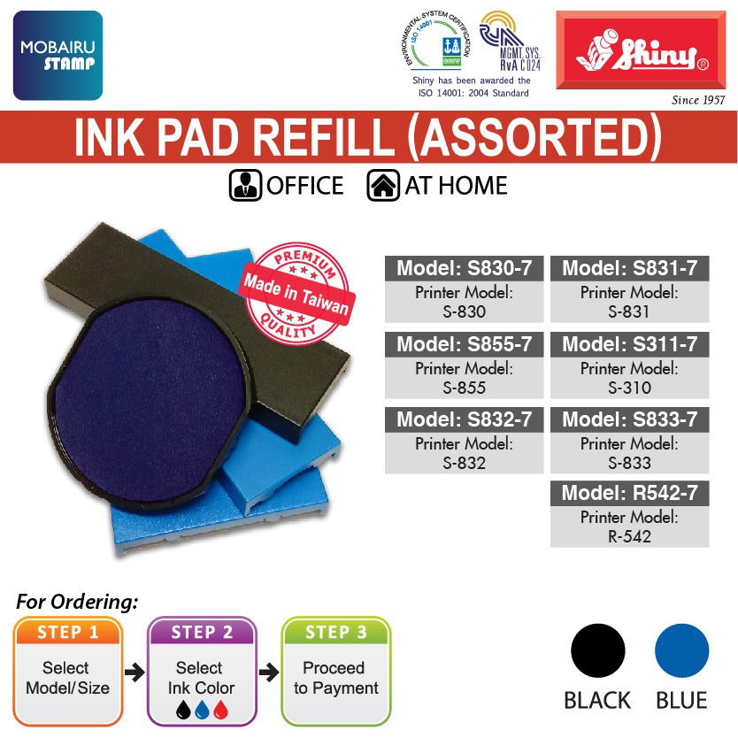 Shiny Ink Pad Cartridges Refill For Self Inking Stamps S S