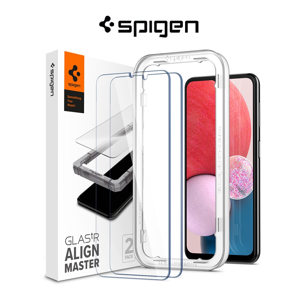 2 Pack Spigen Galaxy A13 Tempered Glass AlignMaster Samsung A13 Glas