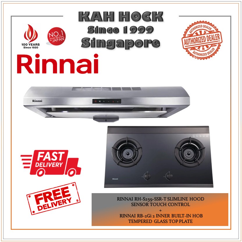 Rinnai RH S259 SSR T Slimline Hood Rinnai RB 2Gi 2 Burner Built In