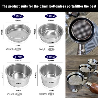 Neouza 51mm 1 2 4 Cup Blind Cup Basket Set Stainless Steel Coffee