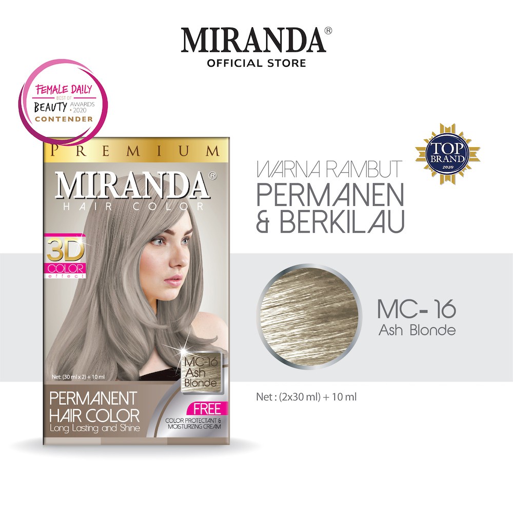 Miranda Hair Color Permanent Hair Paint Mc Ash Blonde Ml Shopee