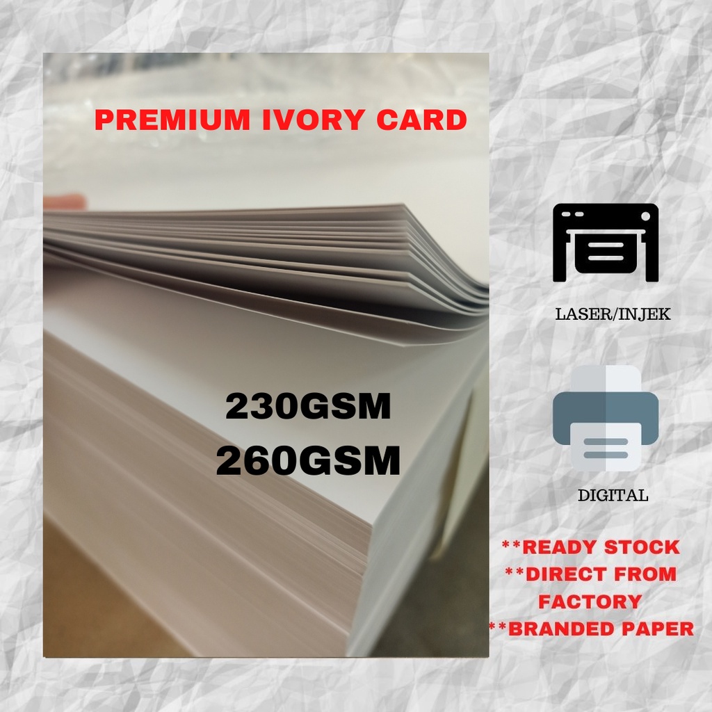 IVORY CARD 230gsm A4 A3 Uncoated Writable Printable Kertas SIJIL