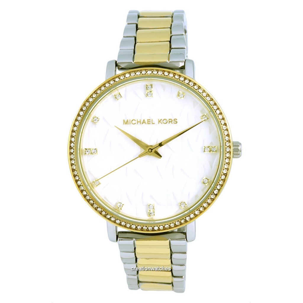 Michael Kors Pyper Crystal Accents Two Tone Stainless Steel Quartz