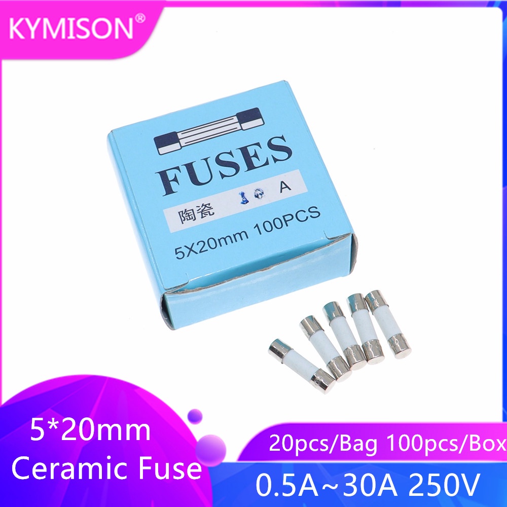 20pcs 100pcs Ceramic Fuse 5 20mm 250V Fast Blow Fuse F 0 5A 1A 2A 3 15A