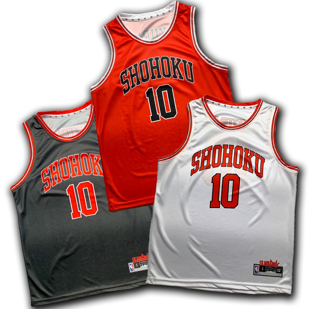 Hitam Putih Merah Jersey Sakuragi Hanamichi Shohoku Slam Dunk Black