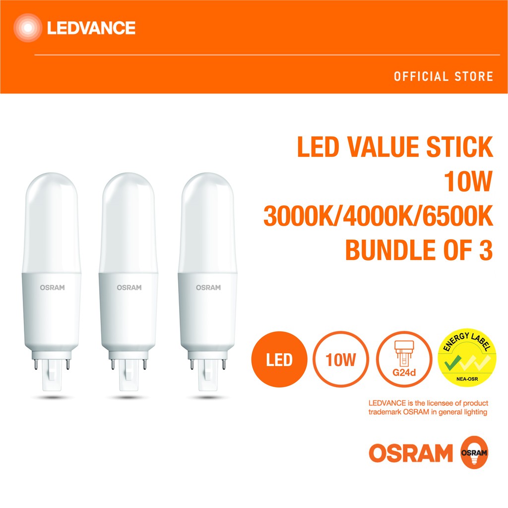 OSRAM LED VALUE STICK 10W G24D 3000K 4000K 6500K Bundle Of 3 Shopee