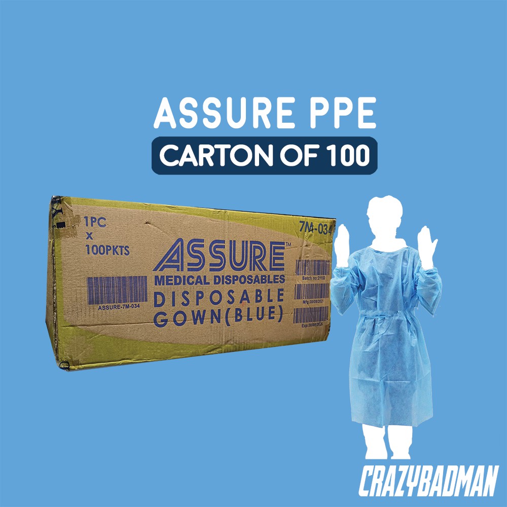 Bundle Assure Ppe Isolation Gown With Knitted Cuff Blue Shopee