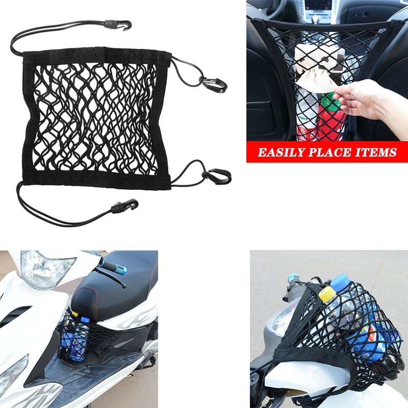 Motorcycle Luggage Net Hook Hold Bag Cargo Bike Scooter Mesh Fuel Tank