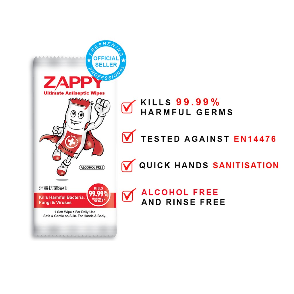 Zappy Ultimate Antiseptic Wipes S X Sheets Shopee Singapore