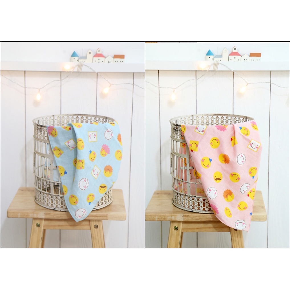 Double Gauze Happy Smile Emoji Patterned Fabric Made In Korea By The