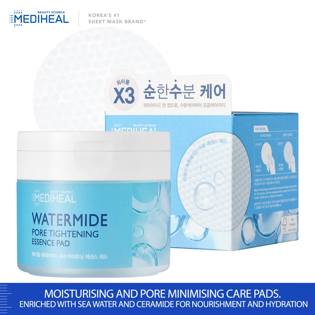 MEDIHEAL Watermide Pore Tightening Essence Pad 50pcs NEW 2022