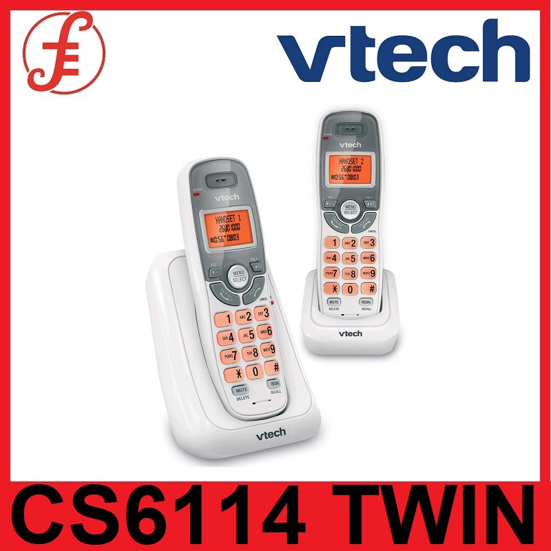 Vtech Twin Handset Digital Cordless Phone CS6114 2 With Caller ID