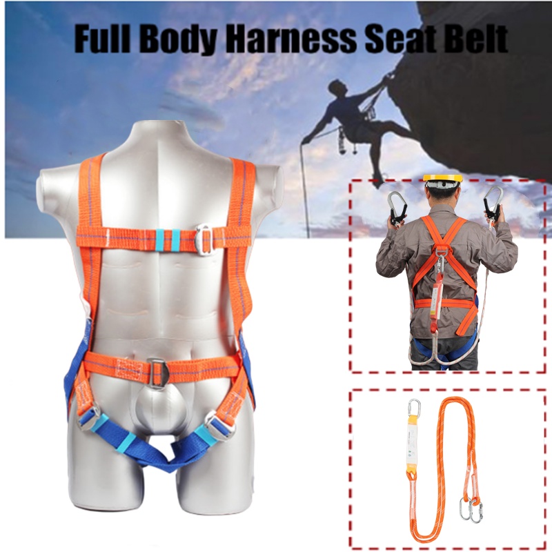 Outdoor Safety Belt Full Body Harness Polyamide Lanyard Large Hook