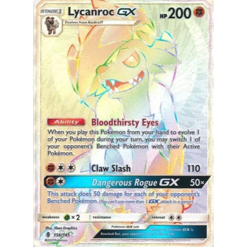 English Pokemon Lycanroc Gx Hyper Rare Sun Moon