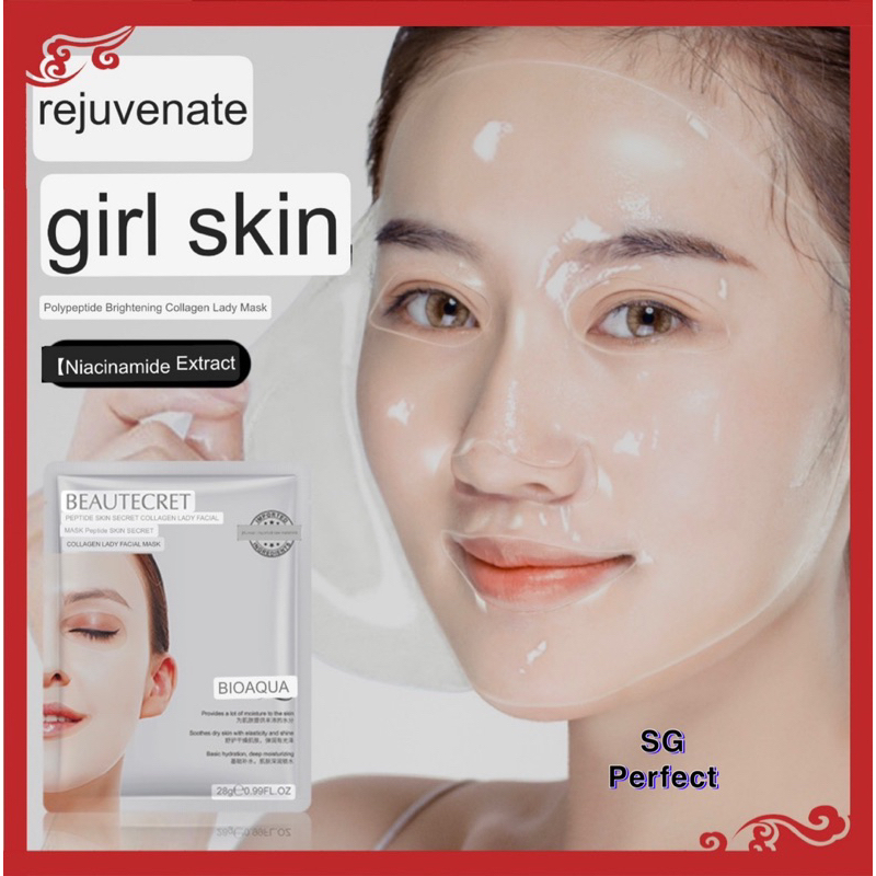 Bioaqua Peptide Skin Secret Collagen Lady Facial Mask Shopee Singapore