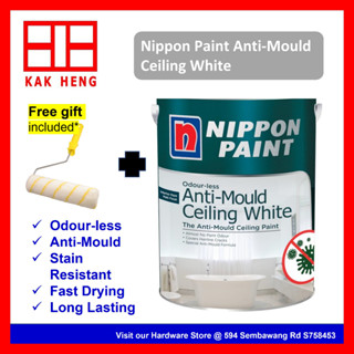 Nippon Paint Odourless Anti Mould Ceiling White 1L Odourless Stain