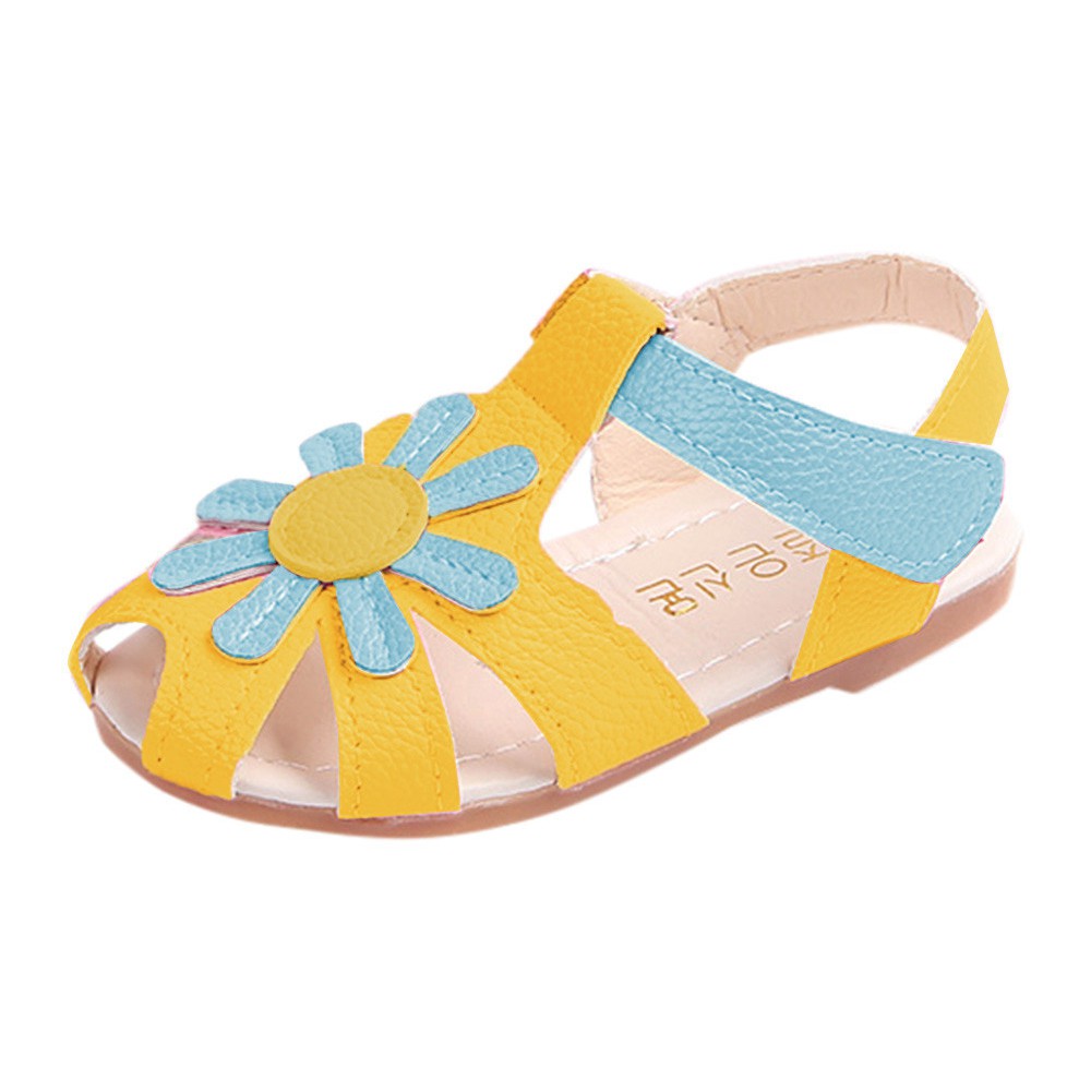 Toddler Girls Anti-Slip Comfy Flower Woven Floral Princess Soft Sole Roman Casual Shoes Sports Closed Toe Sandals Sneakers for 1-6 Years Old Baby Girls Summer Sandals