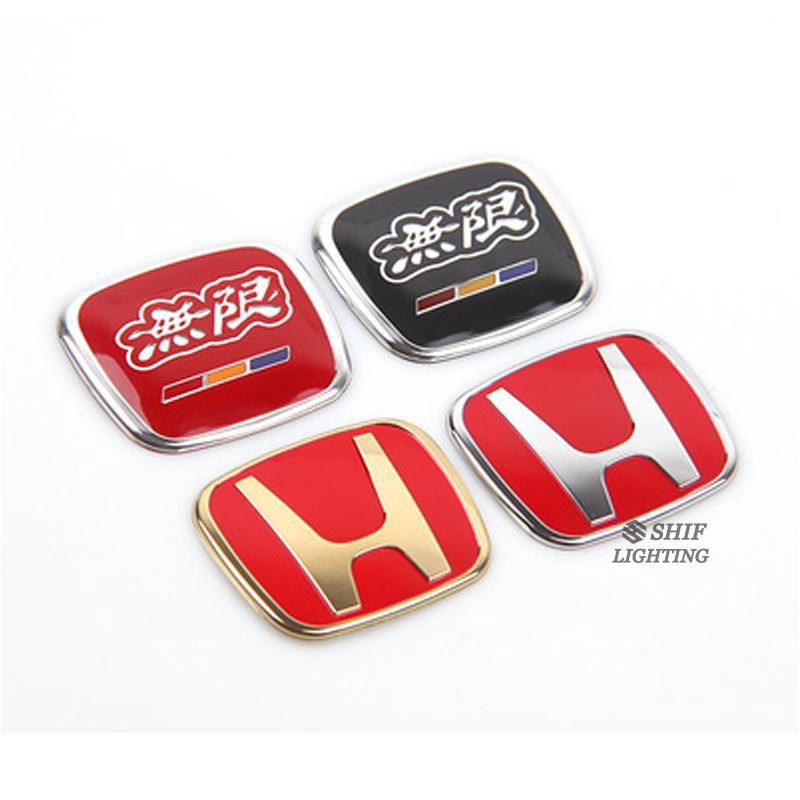 1x Red Gold H Steering Wheel Logo Emblem  Sticker For HONDA  1x Red Gold H Steering Wheel Logo Emblem  Sticker For HONDA