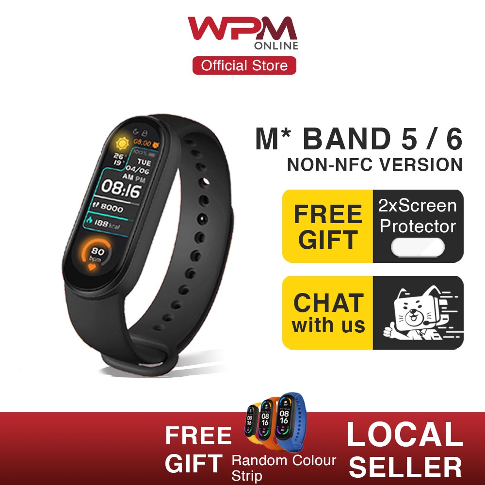 Mi Band 5 6 Smart Wristband Stress Female Fitness Blood Heart Rate Monitor Shopee Singapore