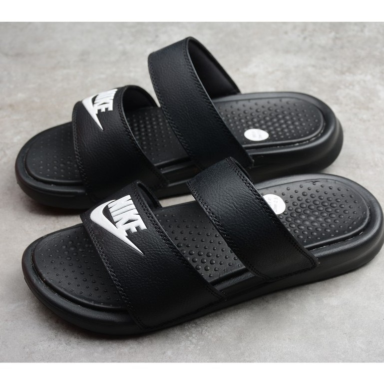 white double strap nike slides