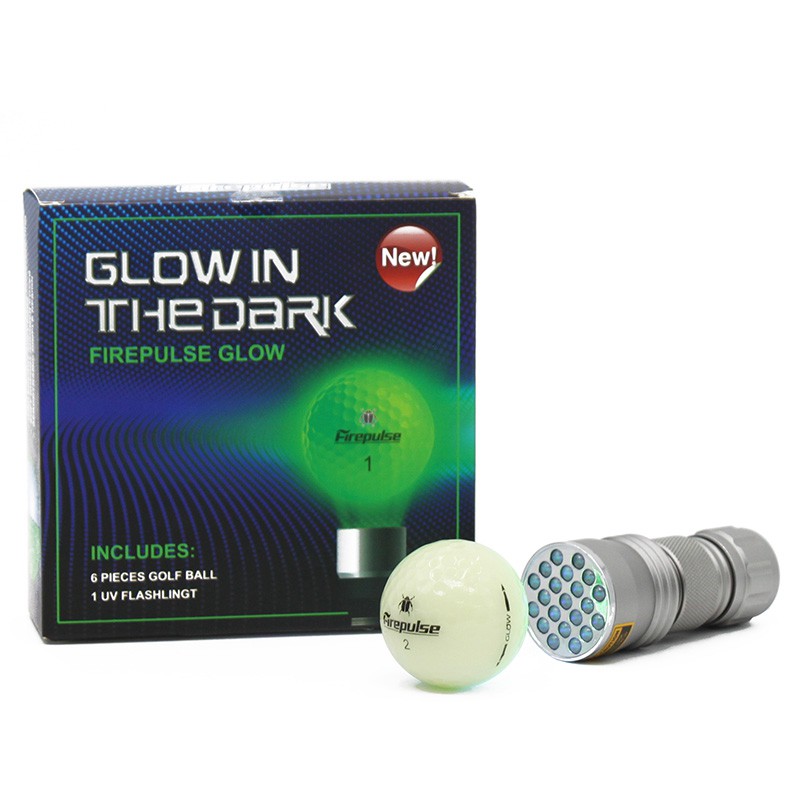 Firepulse Glow Golf Ball, 6pcs Glowing Golf Balls +1 UV Flash Light
