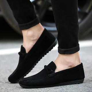 black suede slip on shoes