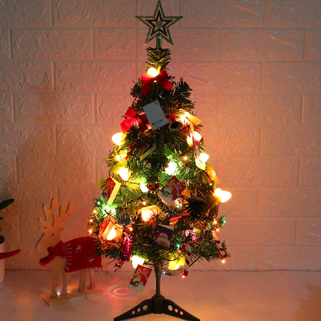 small christmas tree with lights