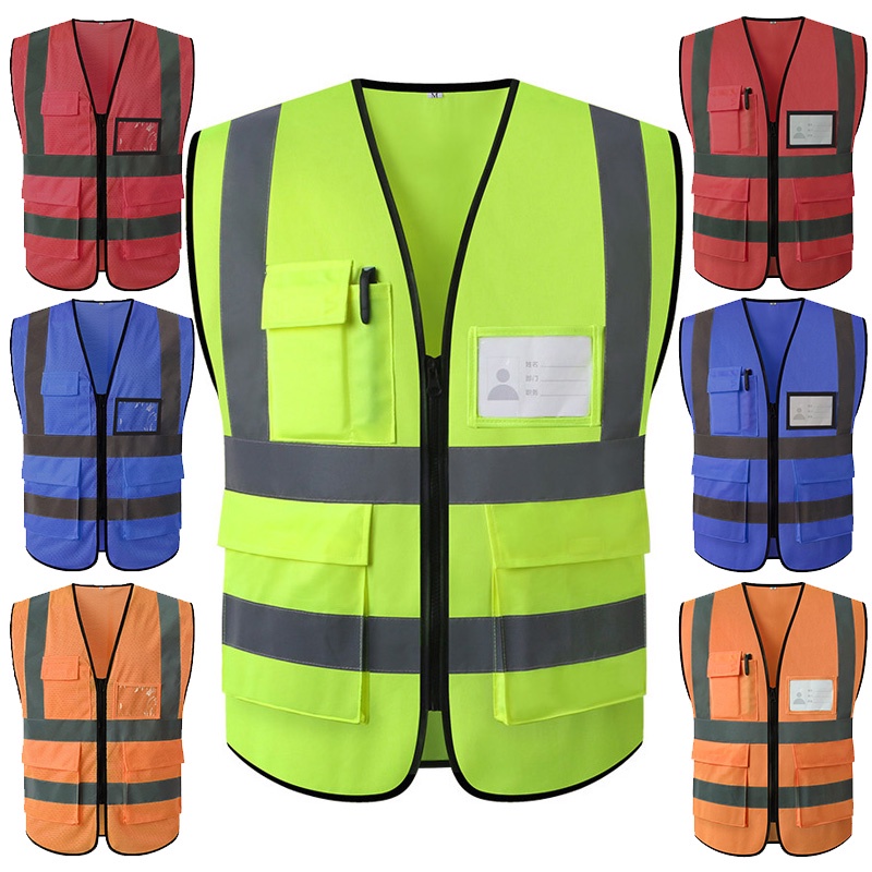 4 Colors Safety Vest with Reflective Stripes Warning Night Security ...