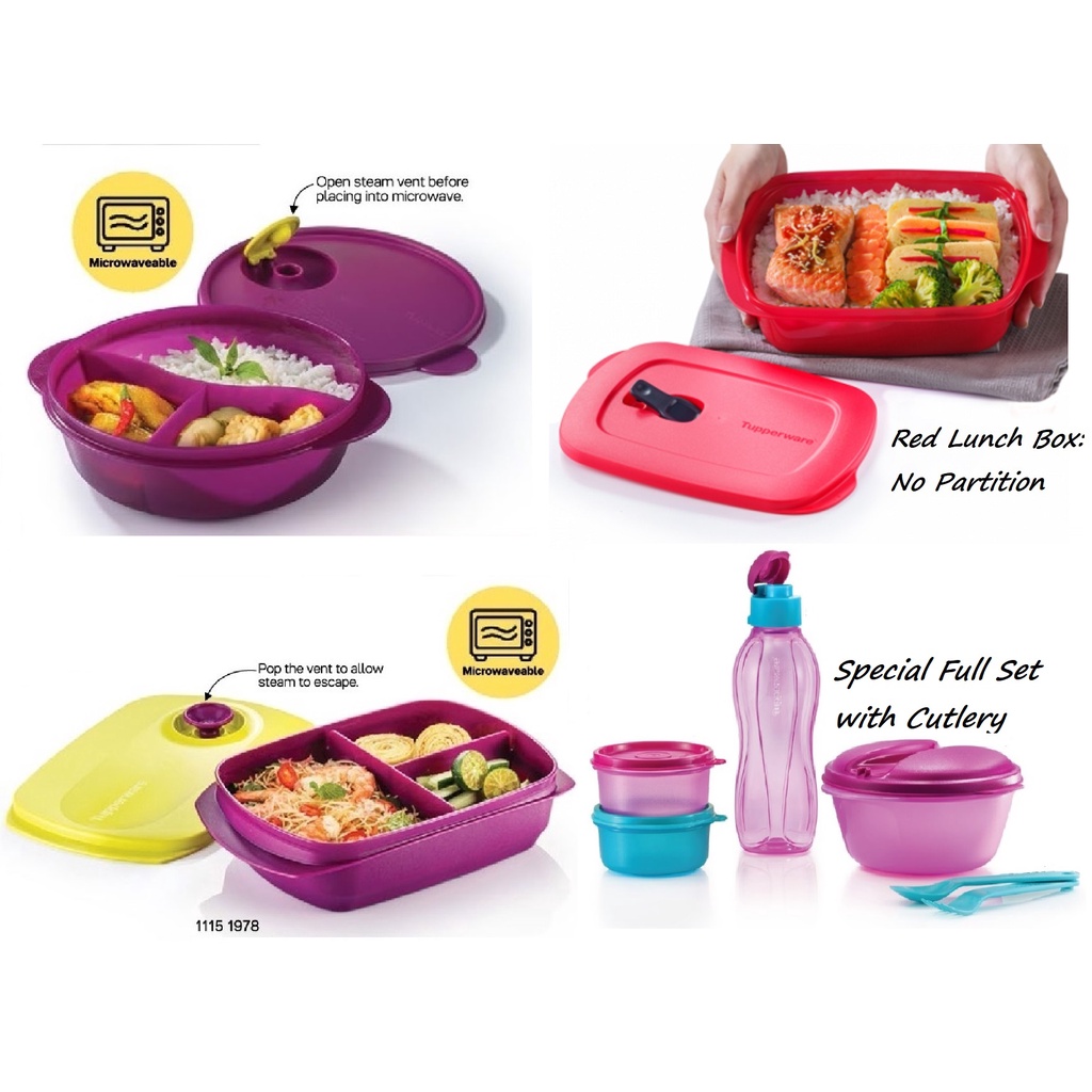 Malaysia] tupperware reheatable divided lunch box set , crystalwave, jollitup, rock n